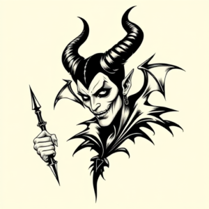 Black Ink Maleficent Tattoo