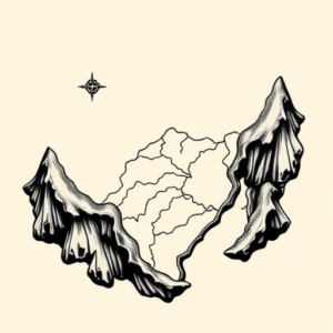 Black Ink Map Tattoo