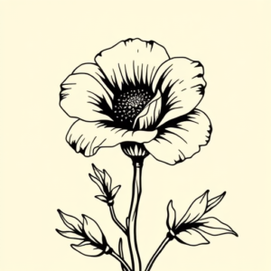 Black Ink Marigold Tattoo