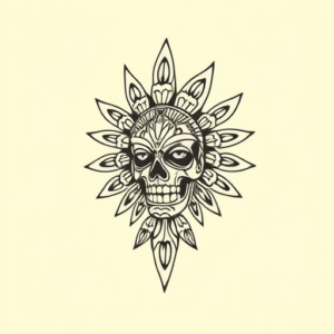 Black Ink Mictlantecuhtli Tattoo