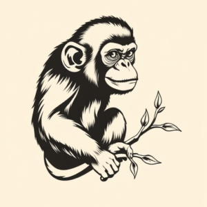 Black Ink Monkey Tattoo