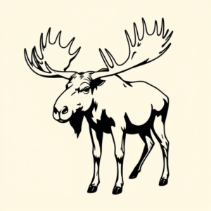 Black Ink Moose Tattoo
