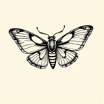 Black Ink Moth Tattoo