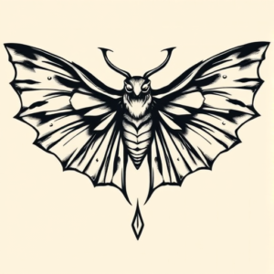 Black Ink Mothman Tattoo