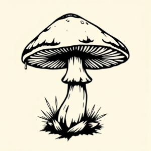 Black Ink Mushroom Tattoo