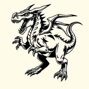 Black Ink Mythosaur Tattoo