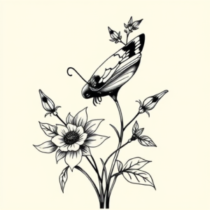 Black Ink Nature Tattoo