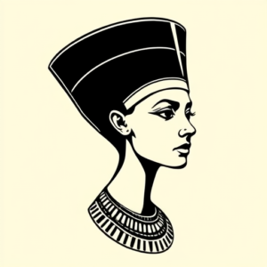 Black Ink Nefertiti Tattoo