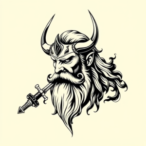 Black Ink Odin Tattoo