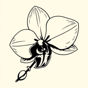 Black Ink Orchid Tattoo