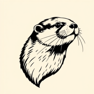 Black Ink Otter Tattoo