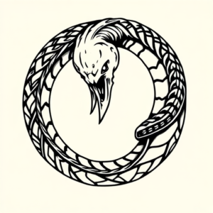 Black Ink Ouroboros Tattoo