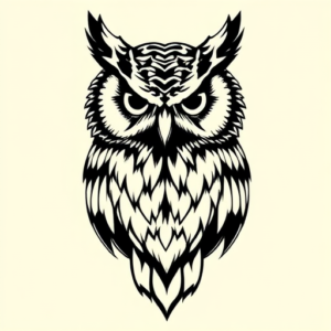 Black Ink Owl Tattoo