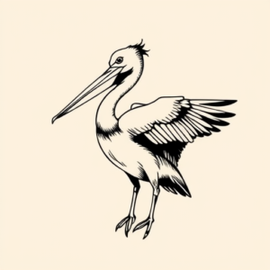 Black Ink Pelican Tattoo