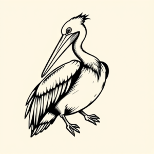 Black Ink Pelican Tattoo