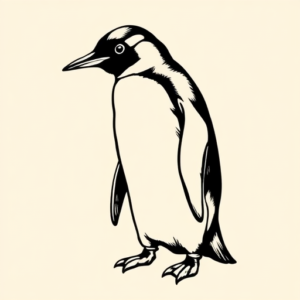 Black Ink Penguin Tattoo
