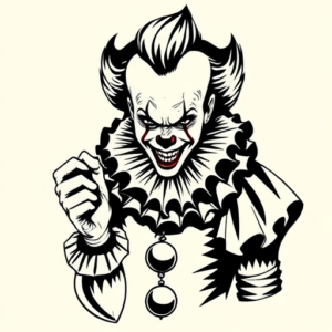 Black Ink Pennywise Tattoo