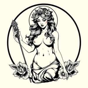 Black Ink Persephone Tattoo