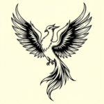 Black Ink Phoenix Tattoo