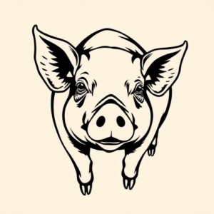 Black Ink Pig Tattoo