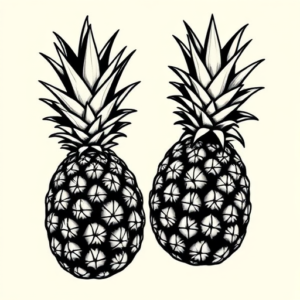 Black Ink Pineapple Tattoo
