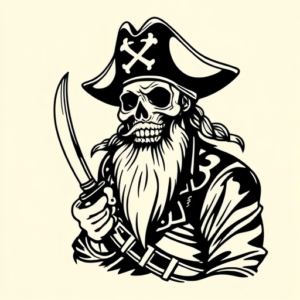 Black Ink Pirate Tattoo