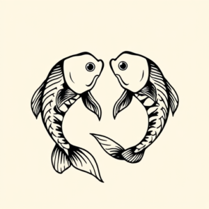 Black Ink Pisces Tattoo