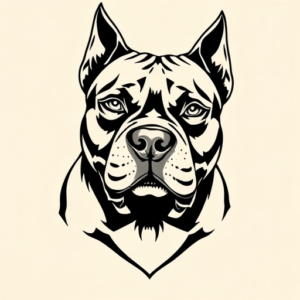Black Ink Pitbull Tattoo