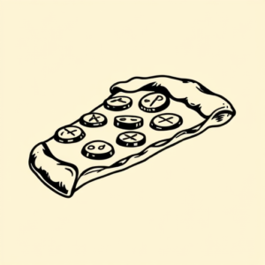 Black Ink Pizza Tattoo