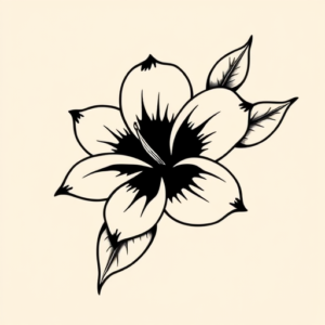 Black Ink Plumeria Tattoo