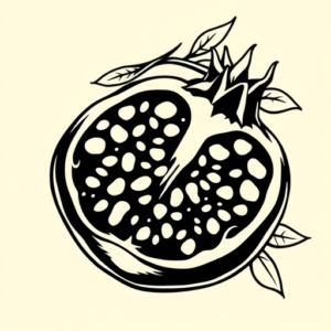 Black Ink Pomegranate Tattoo