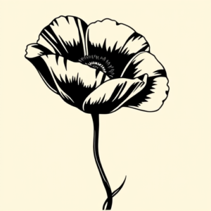Black Ink Poppy Tattoo