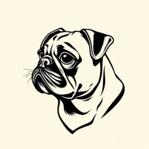 Black Ink Pug Tattoo