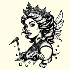 Black Ink Queen Tattoo