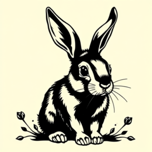 Black Ink Rabbit Tattoo