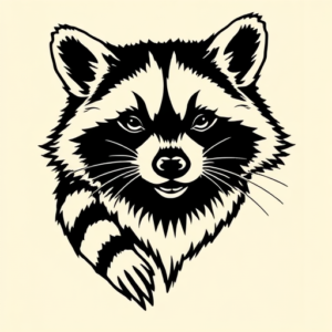 Black Ink Raccoon Tattoo
