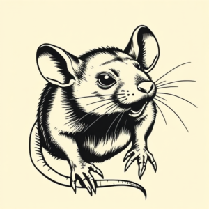 Black Ink Rat Tattoo