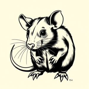 Black Ink Rat Tattoo