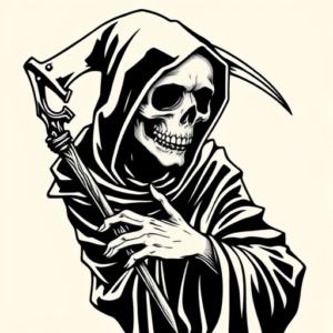 Black Ink Reaper Tattoo