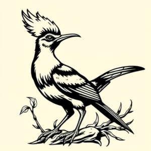 Black Ink Roadrunner Tattoo