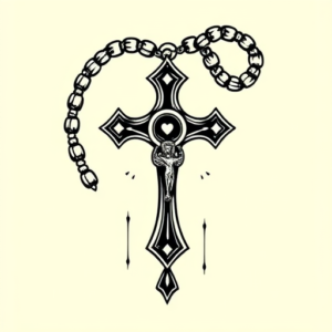 Black Ink Rosary Tattoo
