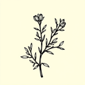 Black Ink Rosemary Tattoo