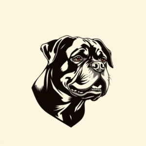 Black Ink Rottweiler Tattoo
