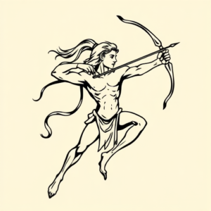 Black Ink Sagittarius Tattoo