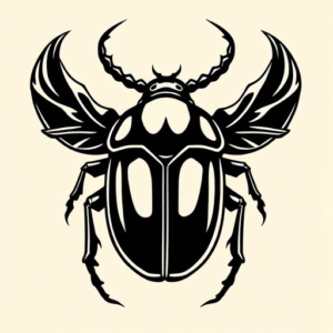 Black Ink Scarab Tattoo