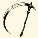 Black Ink Scythe Tattoo