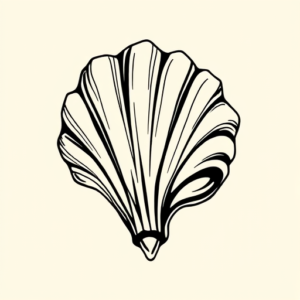 Black Ink Seashell Tattoo