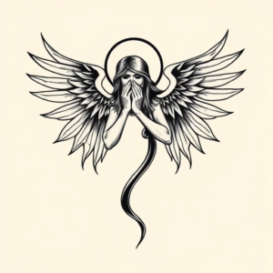 Black Ink Seraphim Tattoo