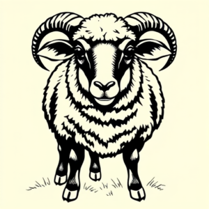 Black Ink Sheep Tattoo