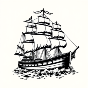 Black Ink Ship Tattoo